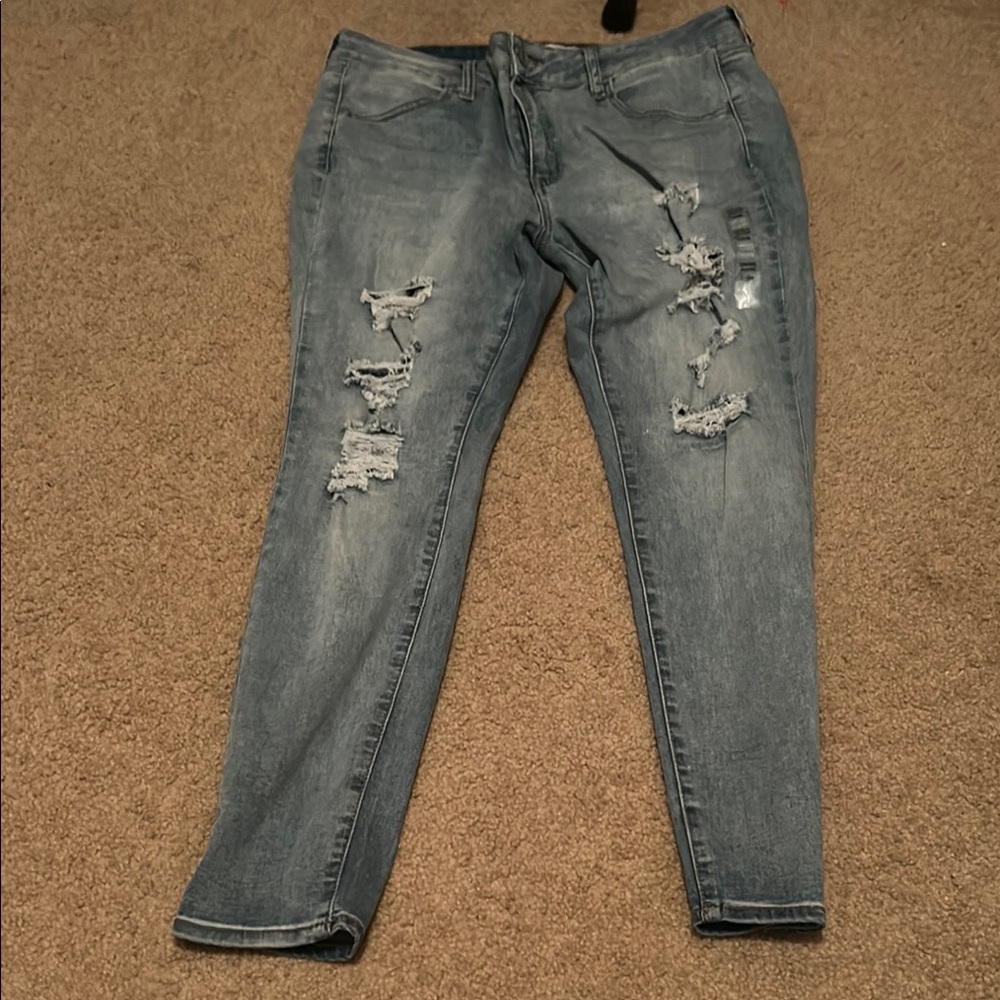 Gray Skinny Distressed Jeans